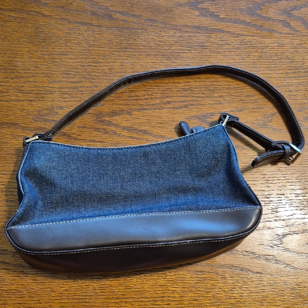 Liz Claiborne Blue Denim and Brown Leather Women's Bag - Picture 5 of 6